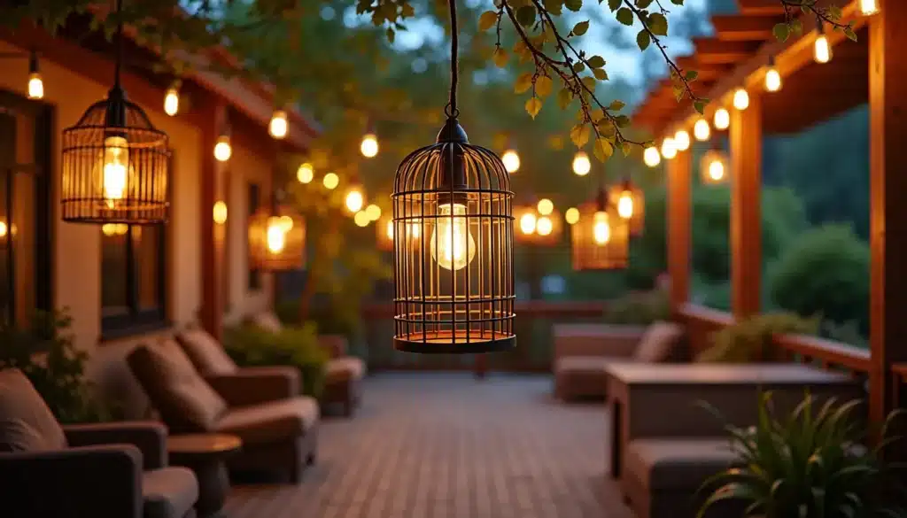 hanging birdcage lights
