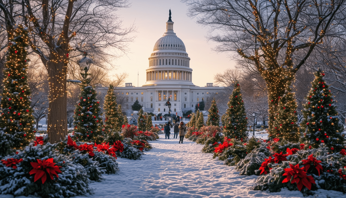 join the us botanic garden for the enchanting 'season's greenings' celebration, featuring breathtaking displays of iconic washington dc landmarks and festive holiday decorations. experience the beauty of nature and holiday spirit in a unique botanical setting.