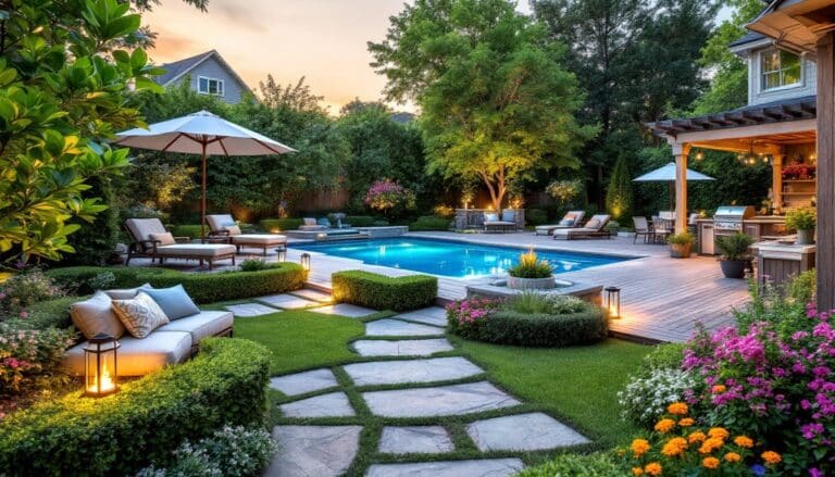 backyard oasis summer day